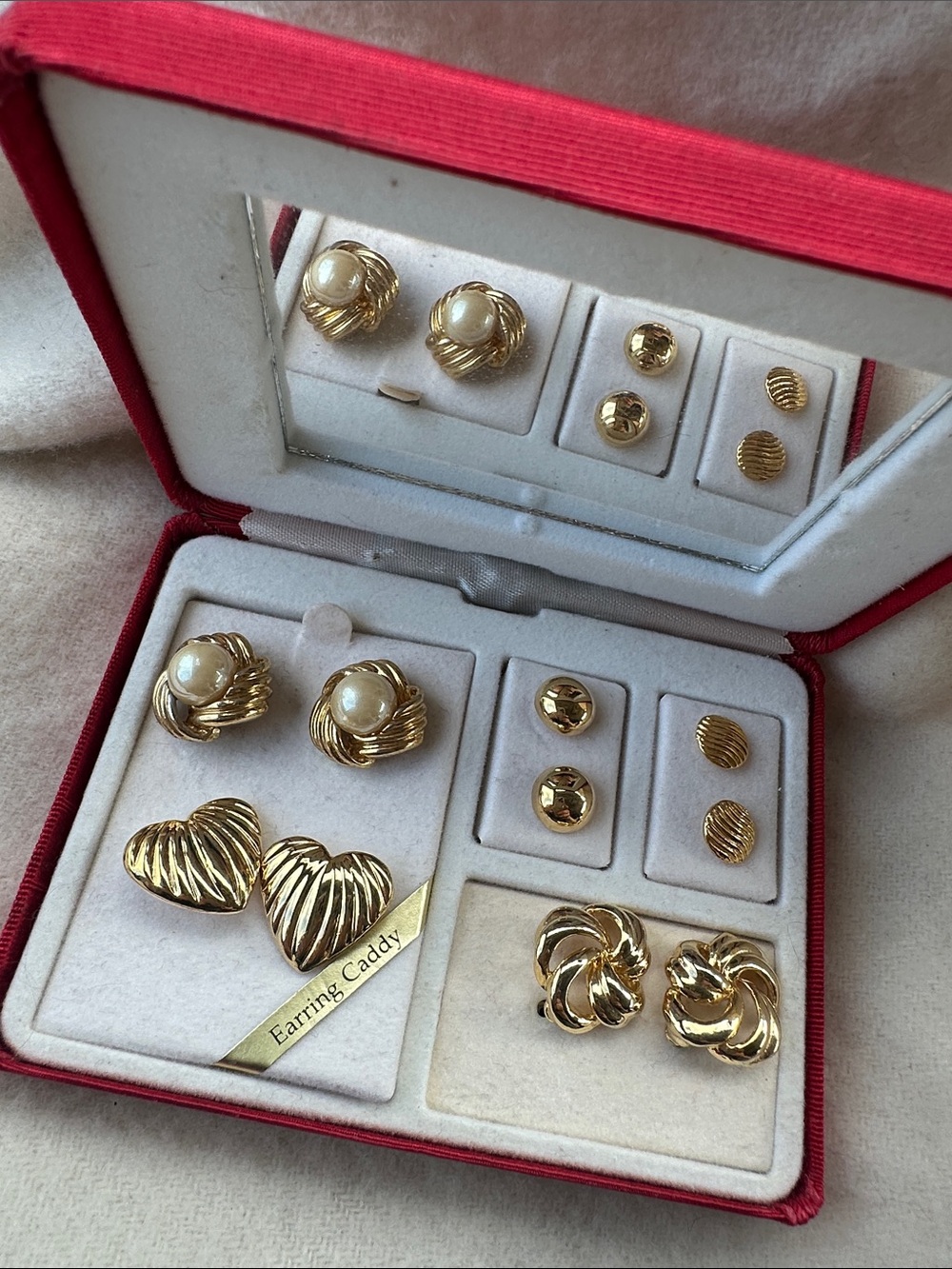 Vintage Gold-Tone Deadstock Earrings Set in Case